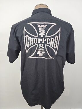 Vintage Jesse James West Coast Choppers M/C Club Work Shirt - Large Black